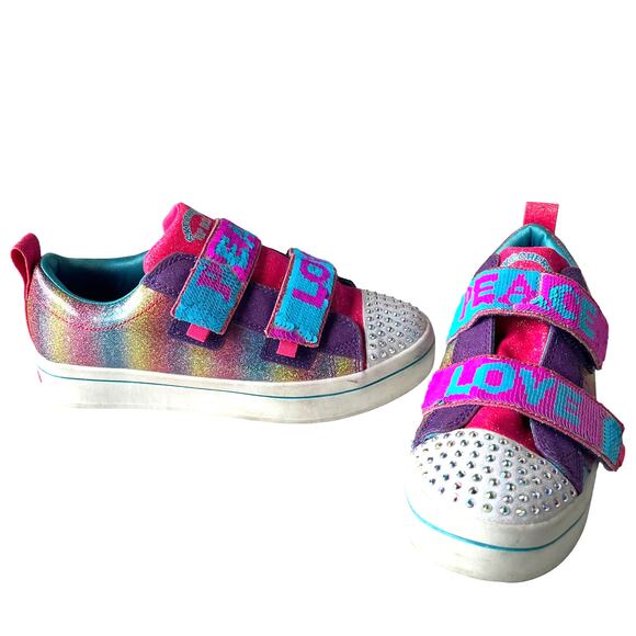 SKECHERS Flip Kicks Twi-Lites 2.0 Sparkle Vibes Girls Sneakers Shoes Size 3 Pink - Picture 2 of 15